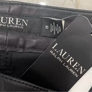 Ralph Lauren Woman’s Pants Size 10 Black Nappa Leather Skinny High Rise Reg Fit